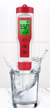 Professionelles Messgerät 4in1 TDS / PH / EC / TEMP Messsgerät. Wasserdichter Wasserqualitätstester für Pools, Trinkwasser, Aquarien